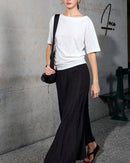 High-Waisted, Structured-Panel A-Line Skirt