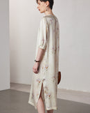Loose-Fit Straight-Cut Printed Silk Dress