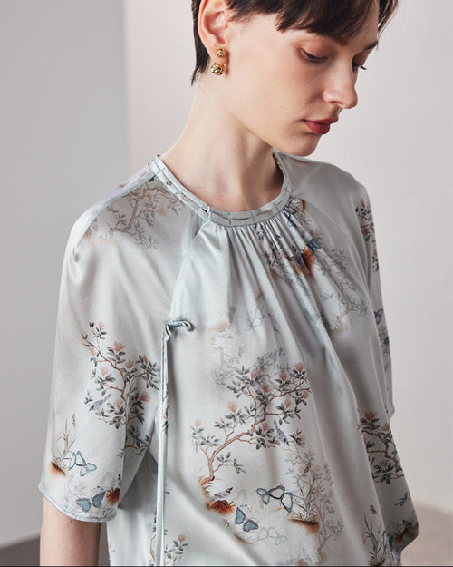 Loose-Fitting Breathable Satin Silk T-Shirt