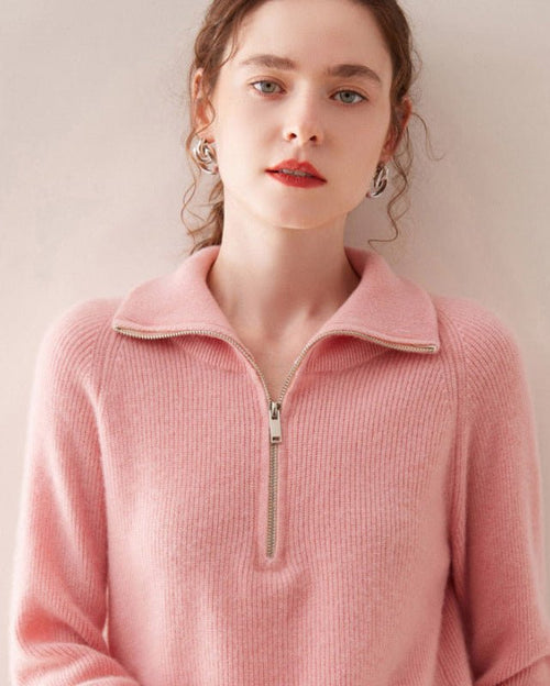 Half-Zip Thick Cashmere Wool Sweater