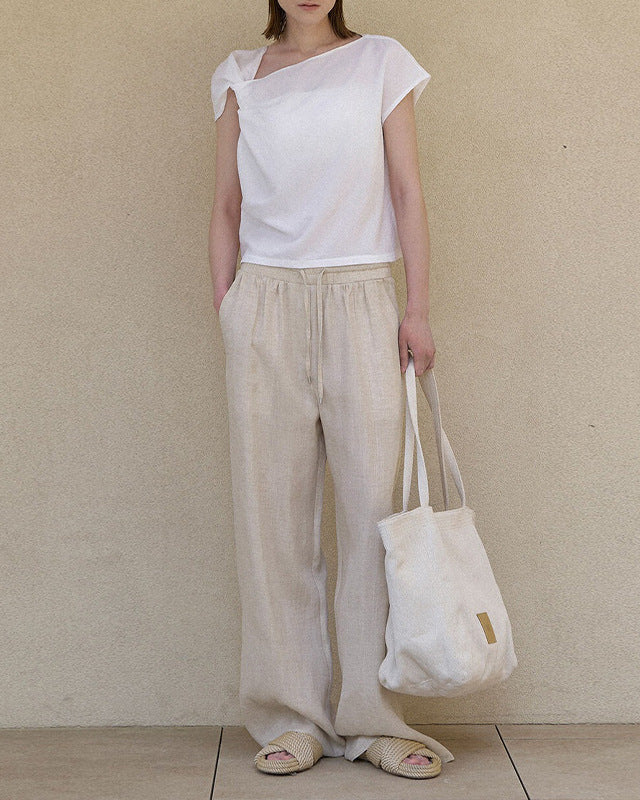 Loose Linen Straight-Leg Pants