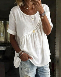 Solid-Color Crew-Neck Short-Sleeve T-Shirt