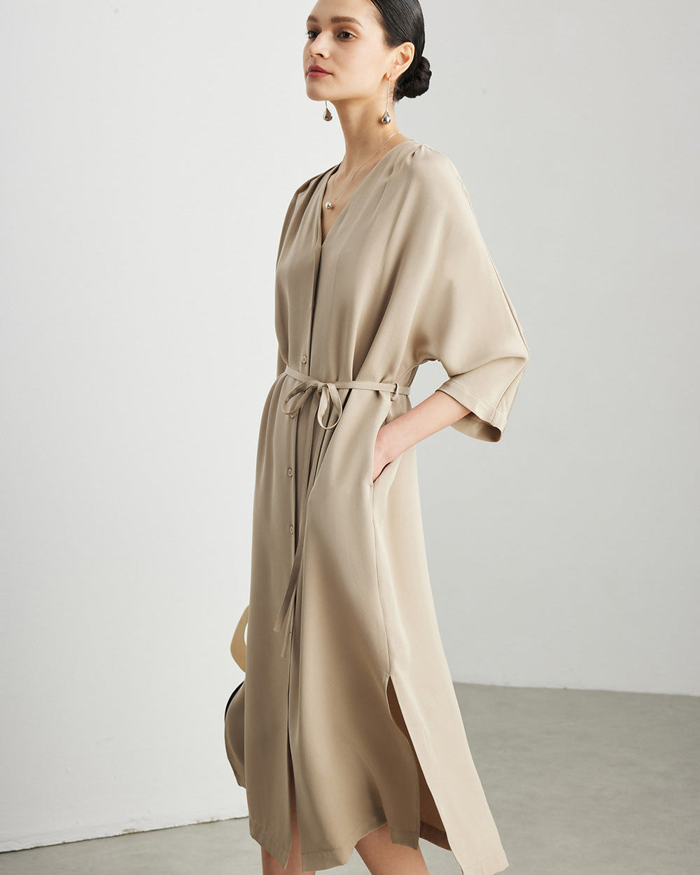 Elegant And Versatile Silk V-Neck Dress