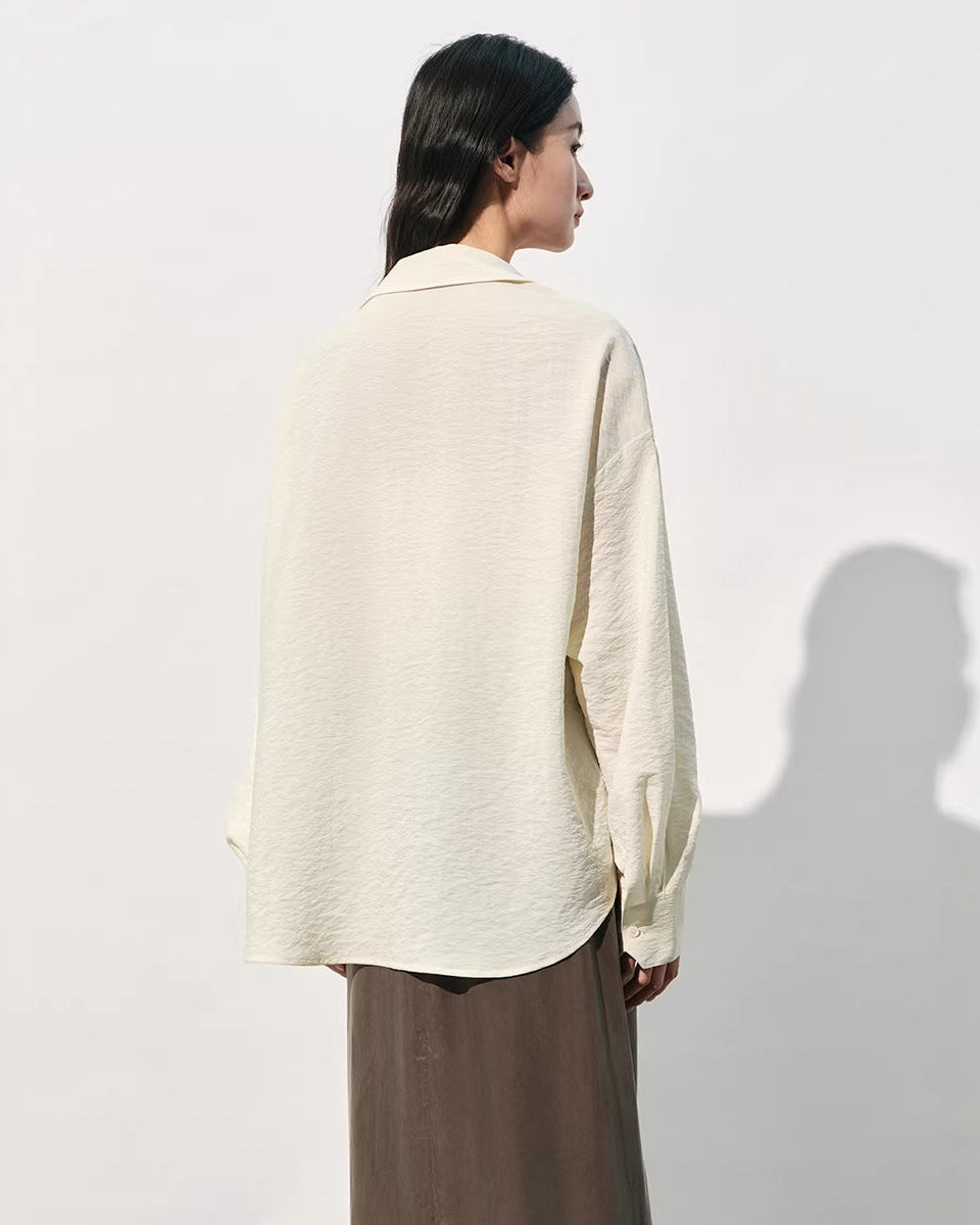 Loose-Fit Polo-Collar Zip Shirt