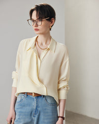 Simple Solid Color Silk Shirt