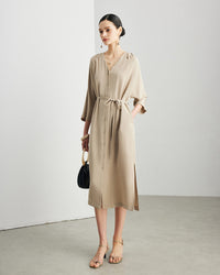 Elegant And Versatile Silk V-Neck Dress