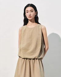 Sleeveless Loose-Fit Crew Neck Tank Top