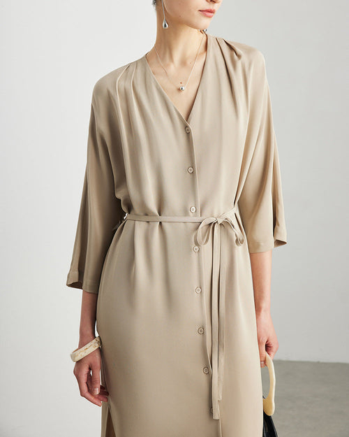 Elegant And Versatile Silk V-Neck Dress