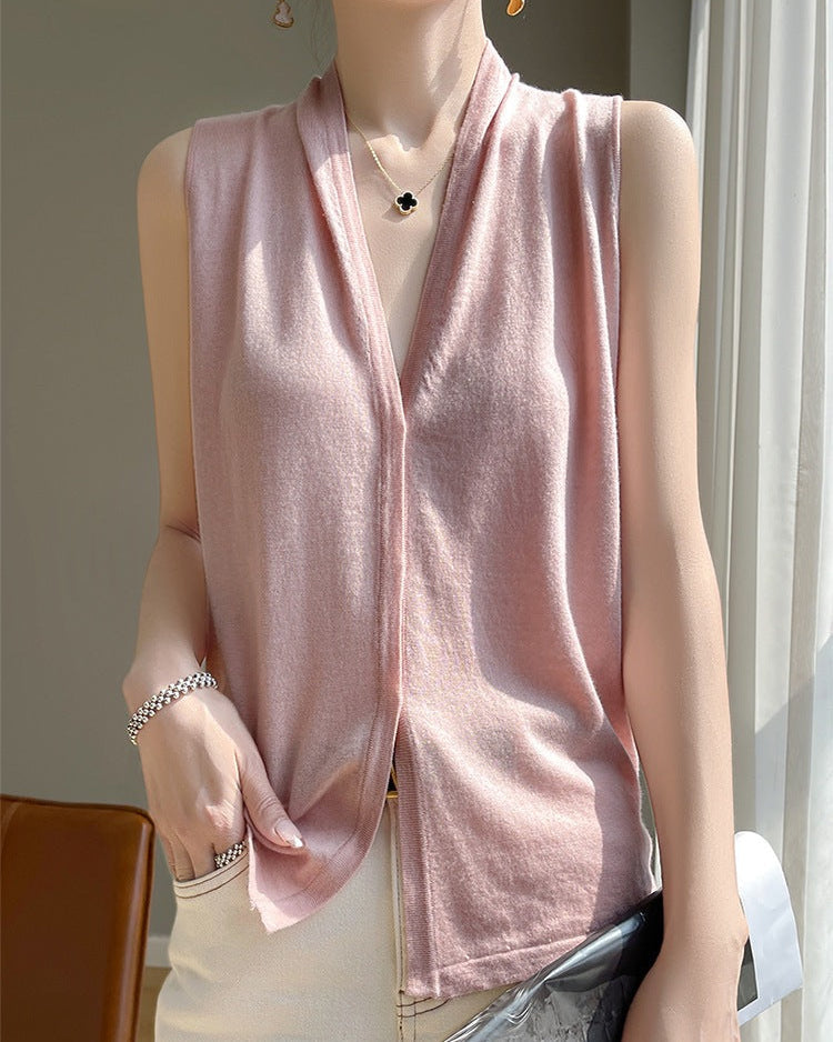 Lightweight V-Neck Knitted Vest