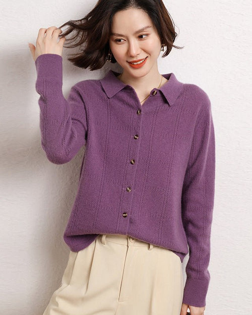 Cashmere Openwork Cardigan Sweater