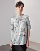 Loose-Fitting Breathable Satin Silk T-Shirt