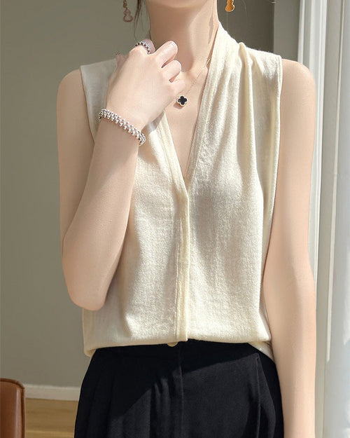 Lightweight V-Neck Knitted Vest