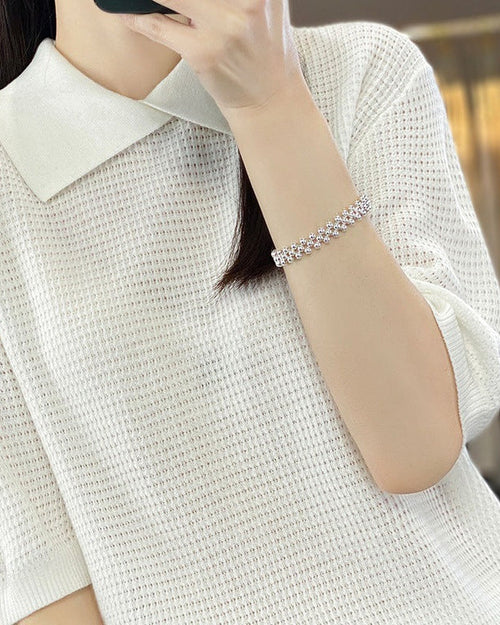 Loose-Fit Short-Sleeve Polo Sweater