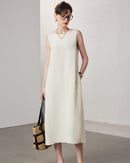 A-Line Sleeveless Silk Dress