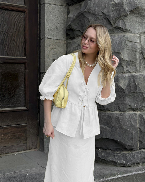 V-Neck Ruffled Short-Sleeved Skirt Set