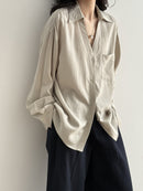 Loose-Fit V-Neck Button-Down Shirt