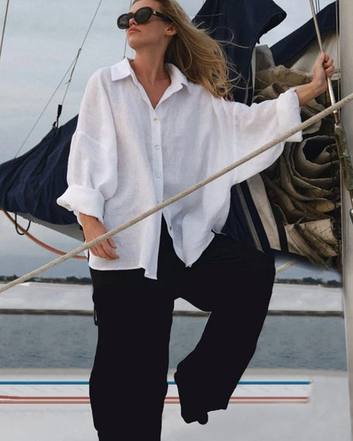 Versatile Solid Color Simple Loose Shirt