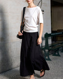 High-Waisted, Structured-Panel A-Line Skirt