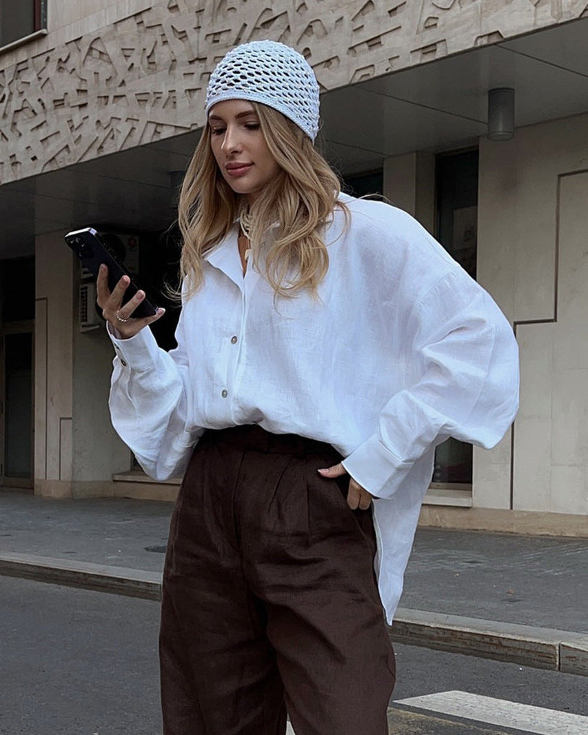 Versatile Solid Color Simple Loose Shirt