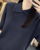 Loose-Fit Short-Sleeve Polo Sweater