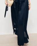 Loose-Fit Linen Skirt With Slits
