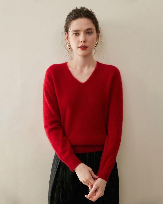 V-Neck Pure Cashmere Knit Pullover