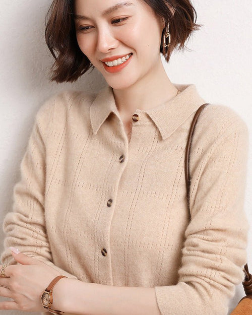 Cashmere Openwork Cardigan Sweater