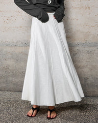 High-Waisted, Structured-Panel A-Line Skirt