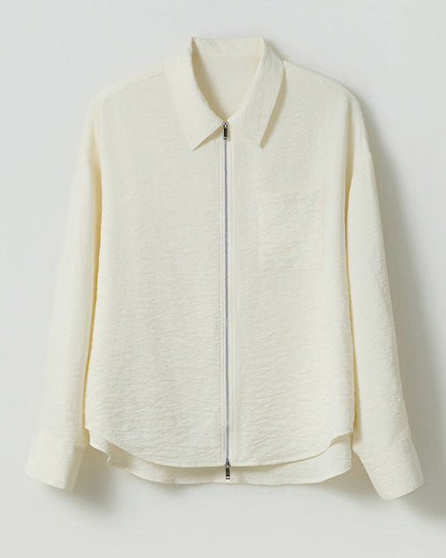 Loose-Fit Polo-Collar Zip Shirt