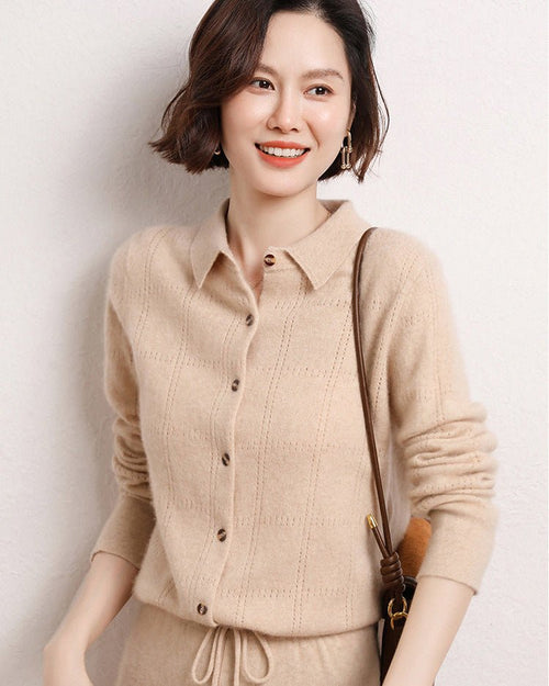 Cashmere Openwork Cardigan Sweater