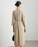 Elegant And Versatile Silk V-Neck Dress
