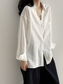 Loose-Fit V-Neck Button-Down Shirt