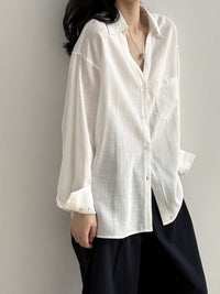 Loose-Fit V-Neck Button-Down Shirt