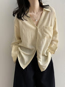 Loose-Fit V-Neck Button-Down Shirt
