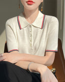Retro Short-Sleeve Polo Sweater