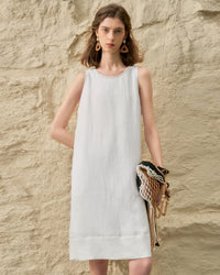 Solid-Color Linen A-Line Dress