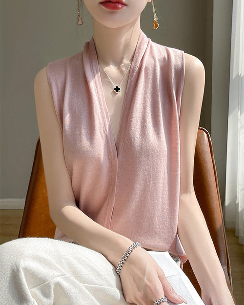Lightweight V-Neck Knitted Vest
