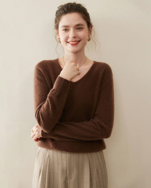 V-Neck Pure Cashmere Knit Pullover
