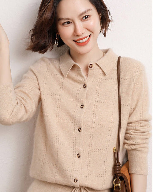 Cashmere Openwork Cardigan Sweater
