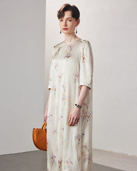 Loose-Fit Straight-Cut Printed Silk Dress