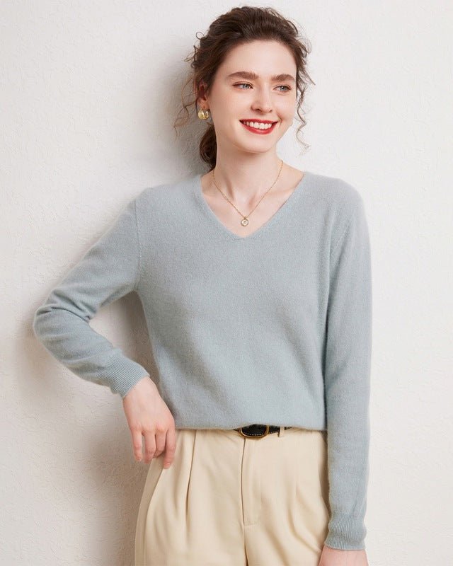 V-Neck Pure Cashmere Knit Pullover