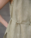 Mid-Length Crew Neck Linen Vest