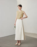 Lace-Paneled Sleeveless Silk Shirt