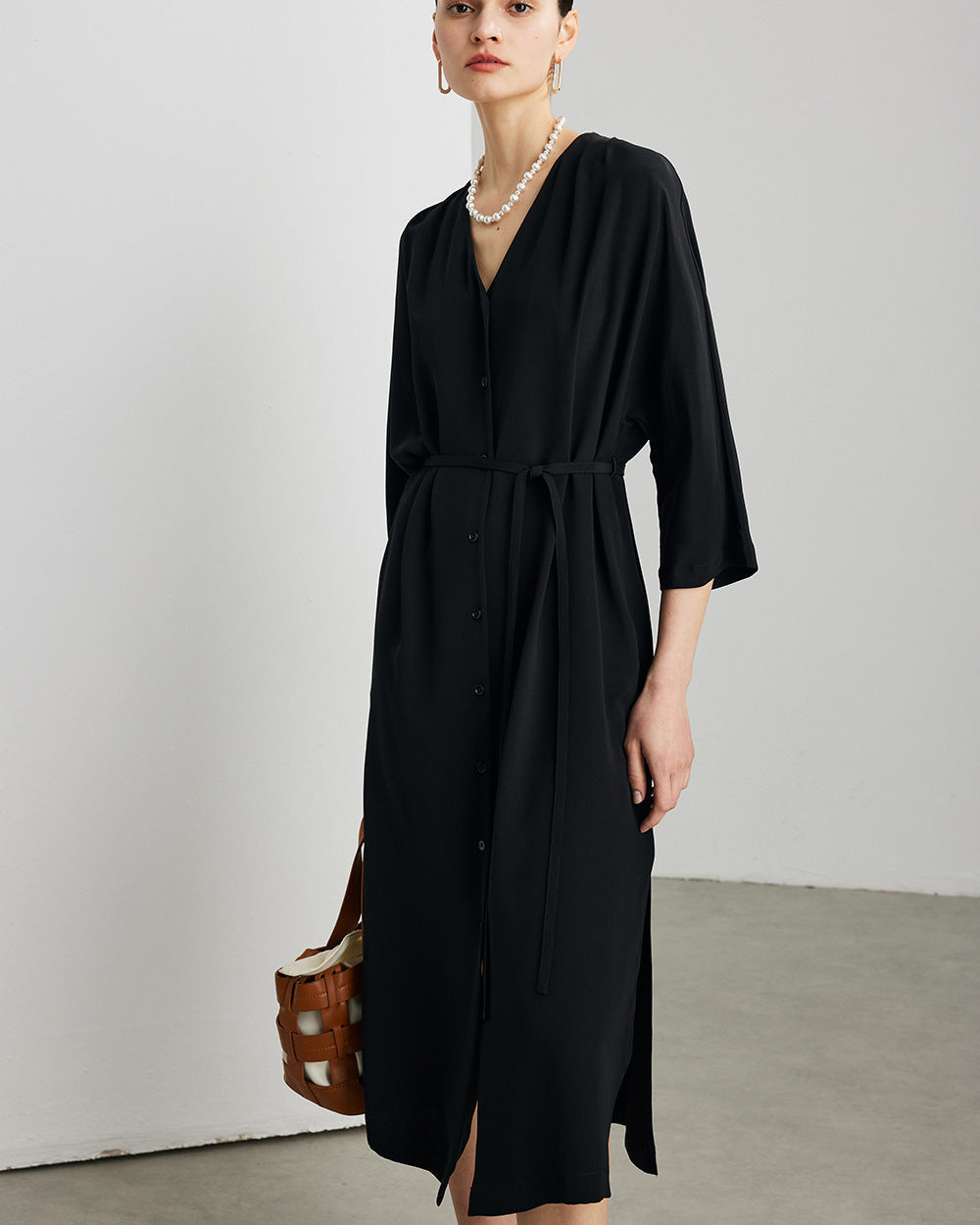 Elegant And Versatile Silk V-Neck Dress