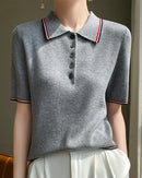 Retro Short-Sleeve Polo Sweater