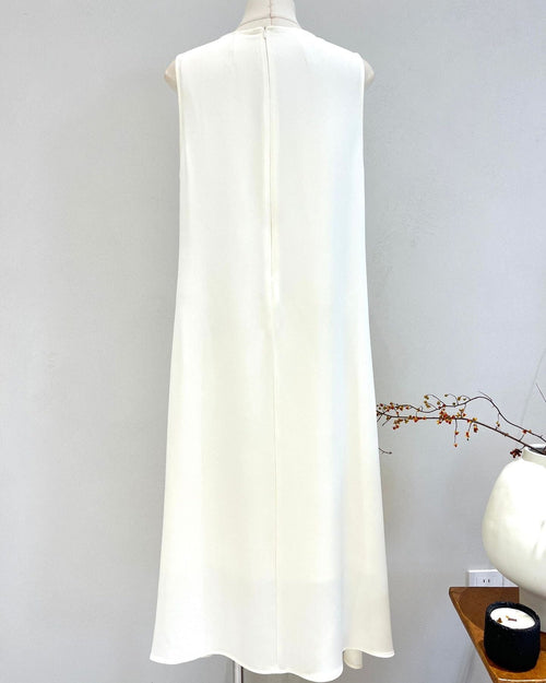A-Line Sleeveless Silk Dress