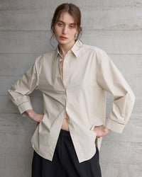 Loose-Fitting Collared Cotton Shirt