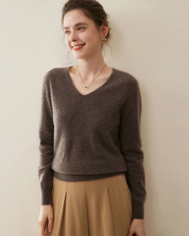 V-Neck Pure Cashmere Knit Pullover