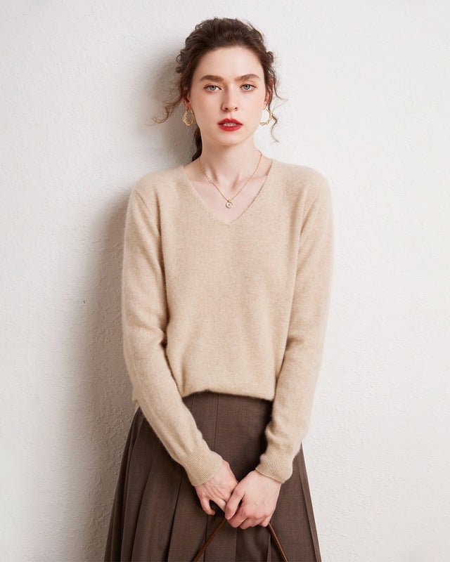 V-Neck Pure Cashmere Knit Pullover