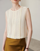 Lace-Paneled Sleeveless Silk Shirt